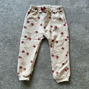Rabbit Bear Organic Apple Print Jogger Pants 4T Cream Red Cotton